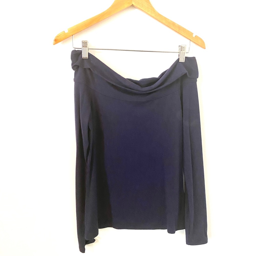 Blue off the shoulder long sleeve top